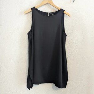 Eileen Fisher Silk Georgette Long Tunic Tank Black S